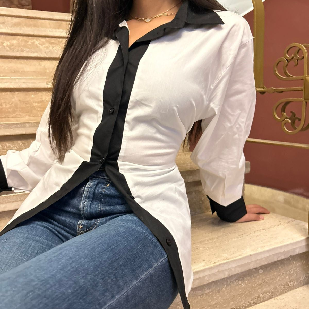 White with Black Edges 3-in-1 chemise