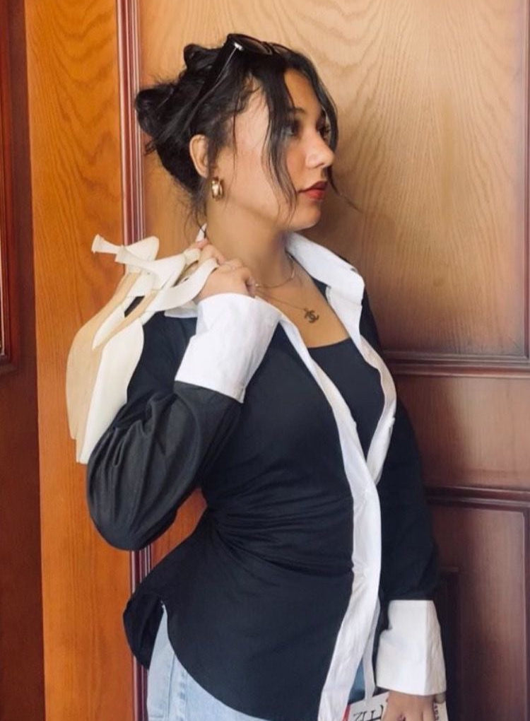 Black with white edges 3-in-1 chemise