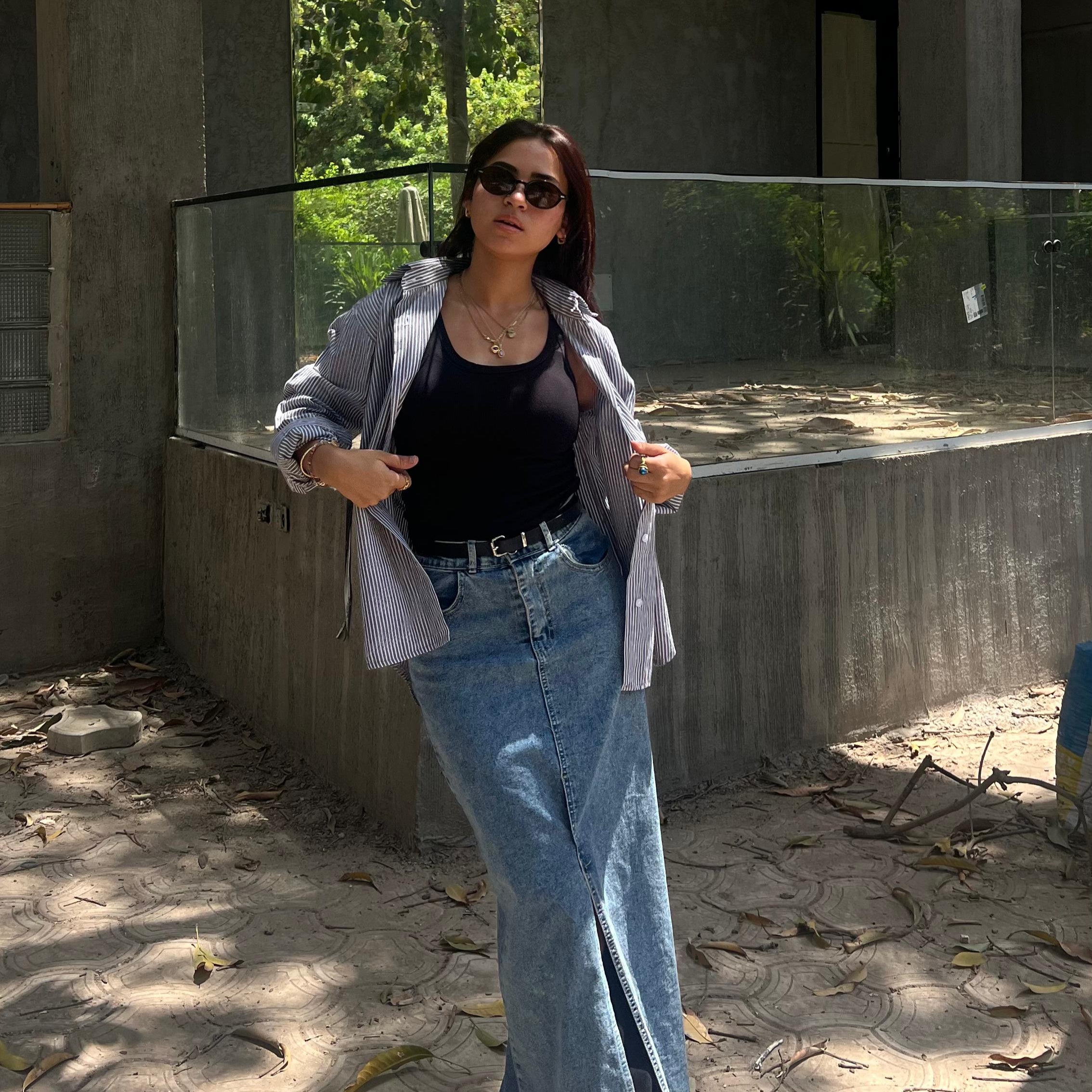 Gray Striped 3-in-1 chemise