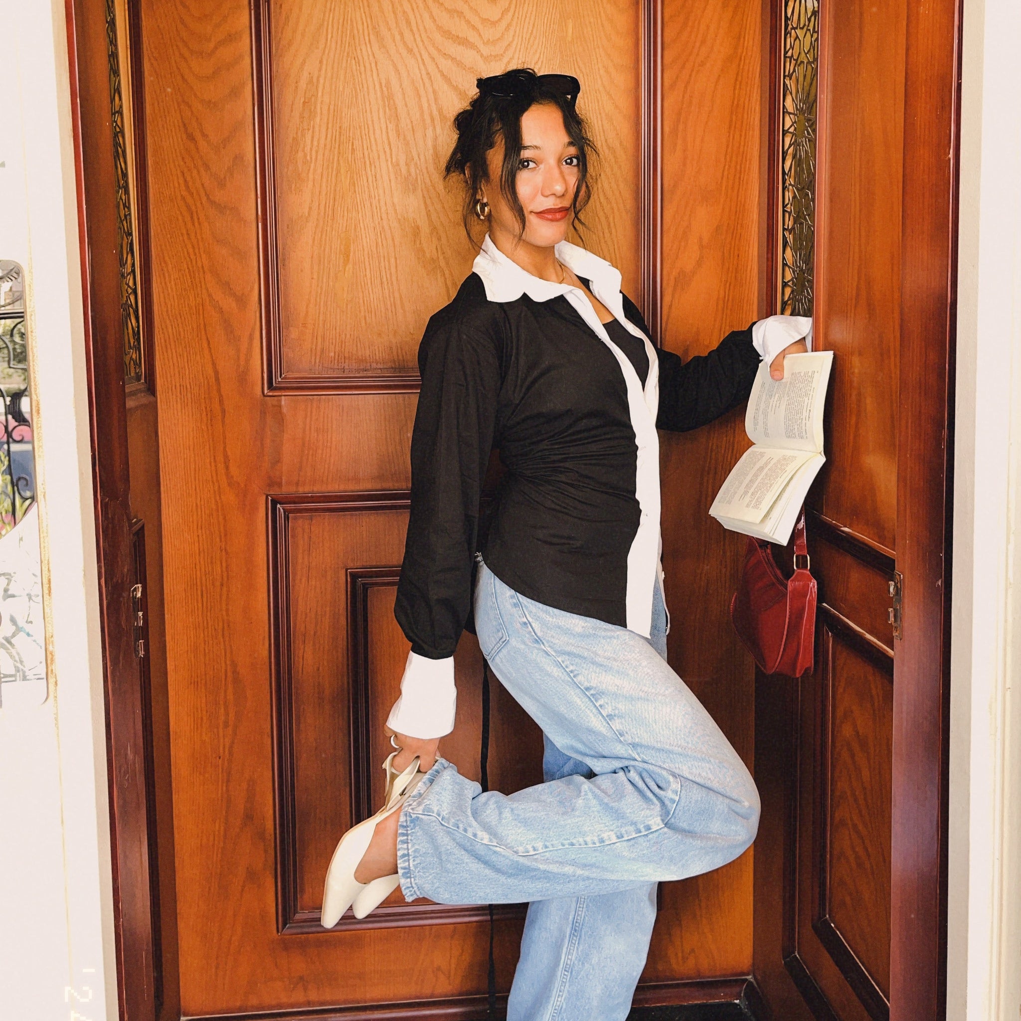 Black with white edges 3-in-1 chemise