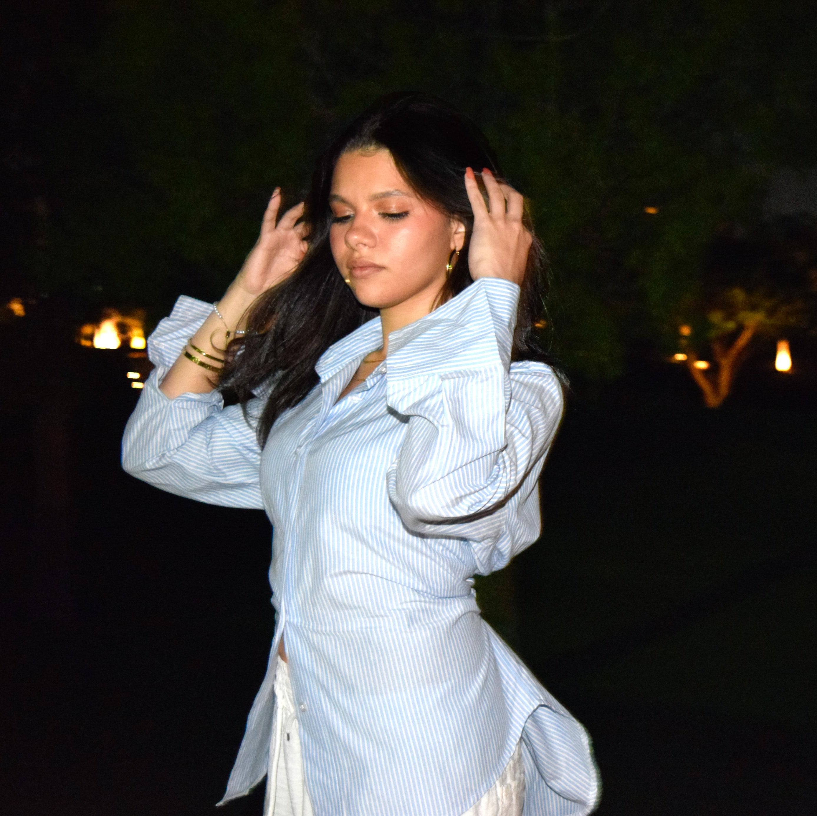 Light Blue Striped 3-in-1 chemise