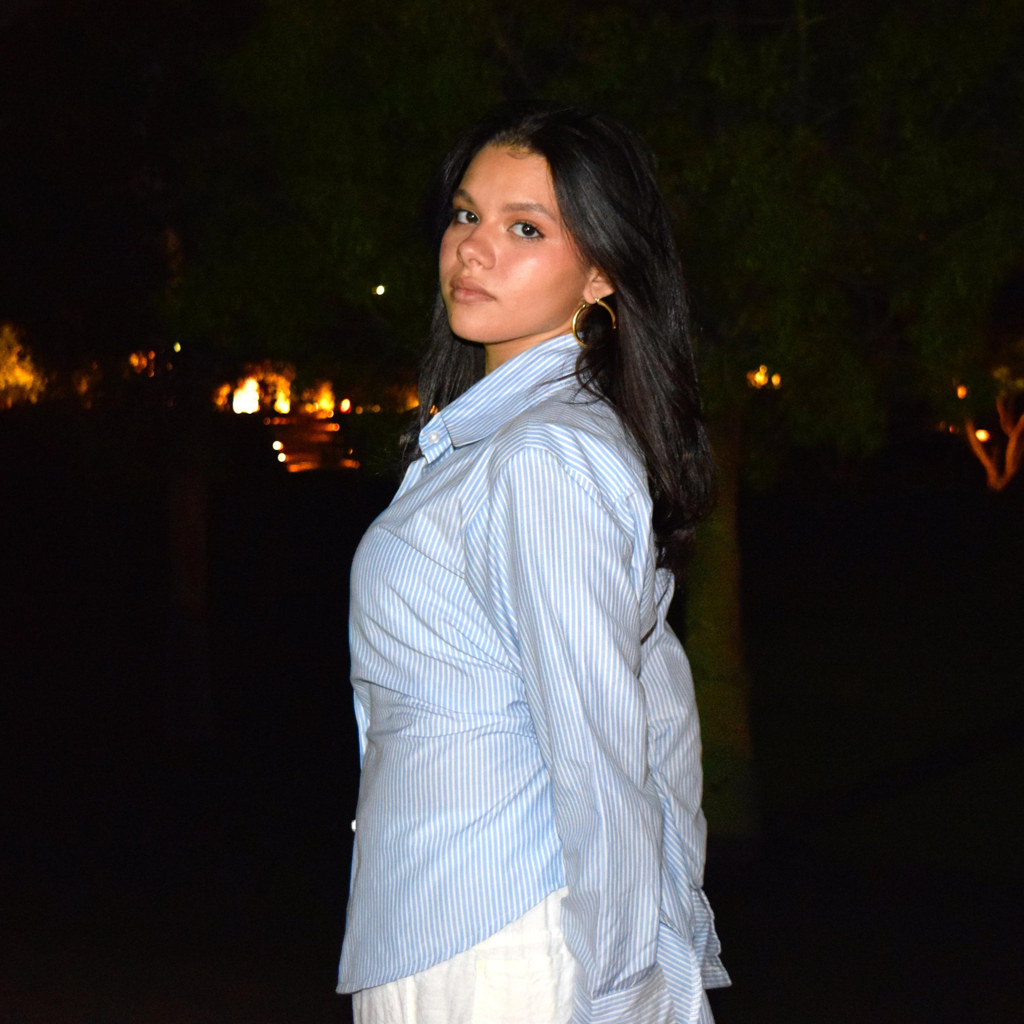 Light Blue Striped 3-in-1 chemise