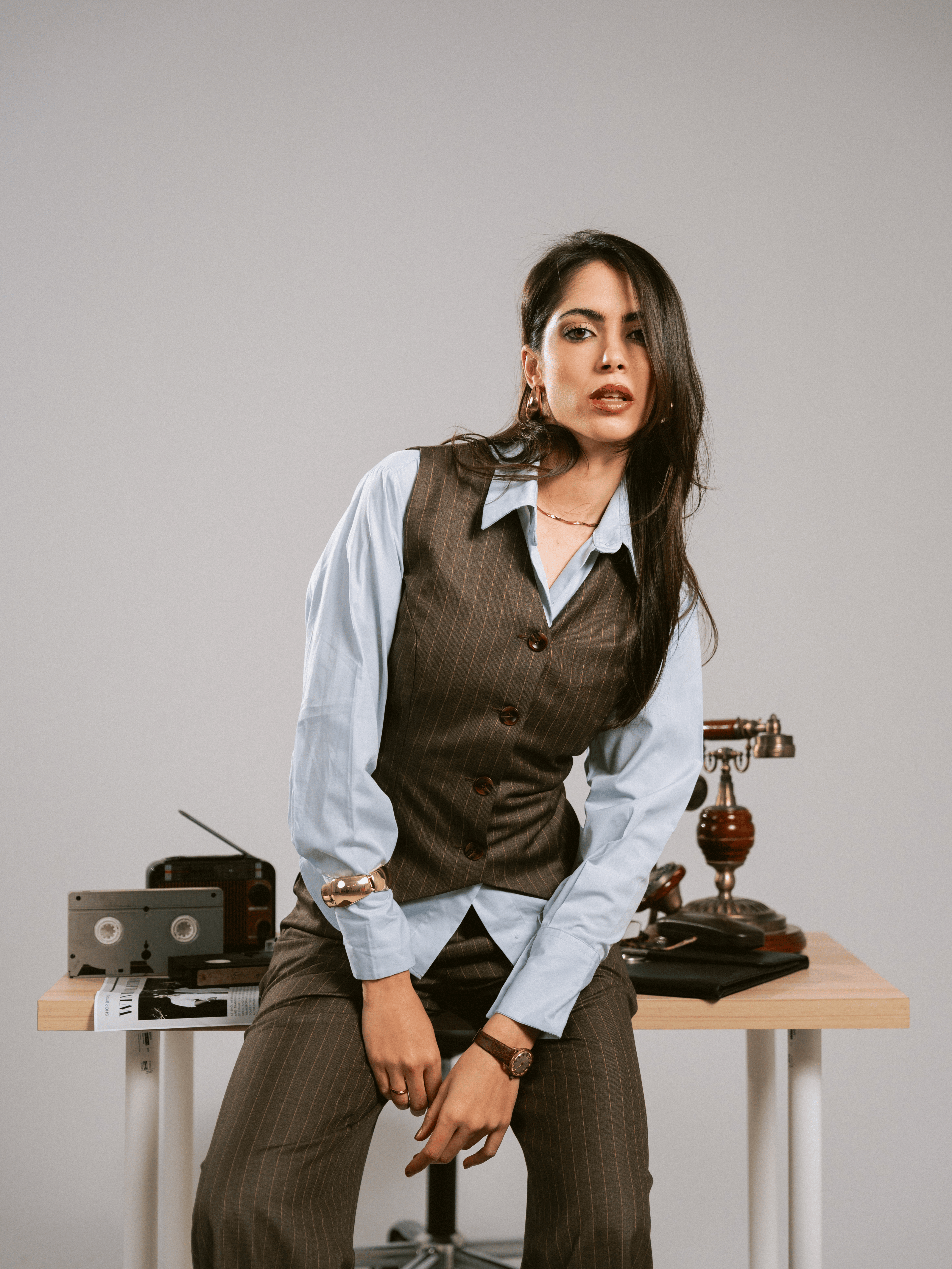 AMBER BROWN STRIPED VEST