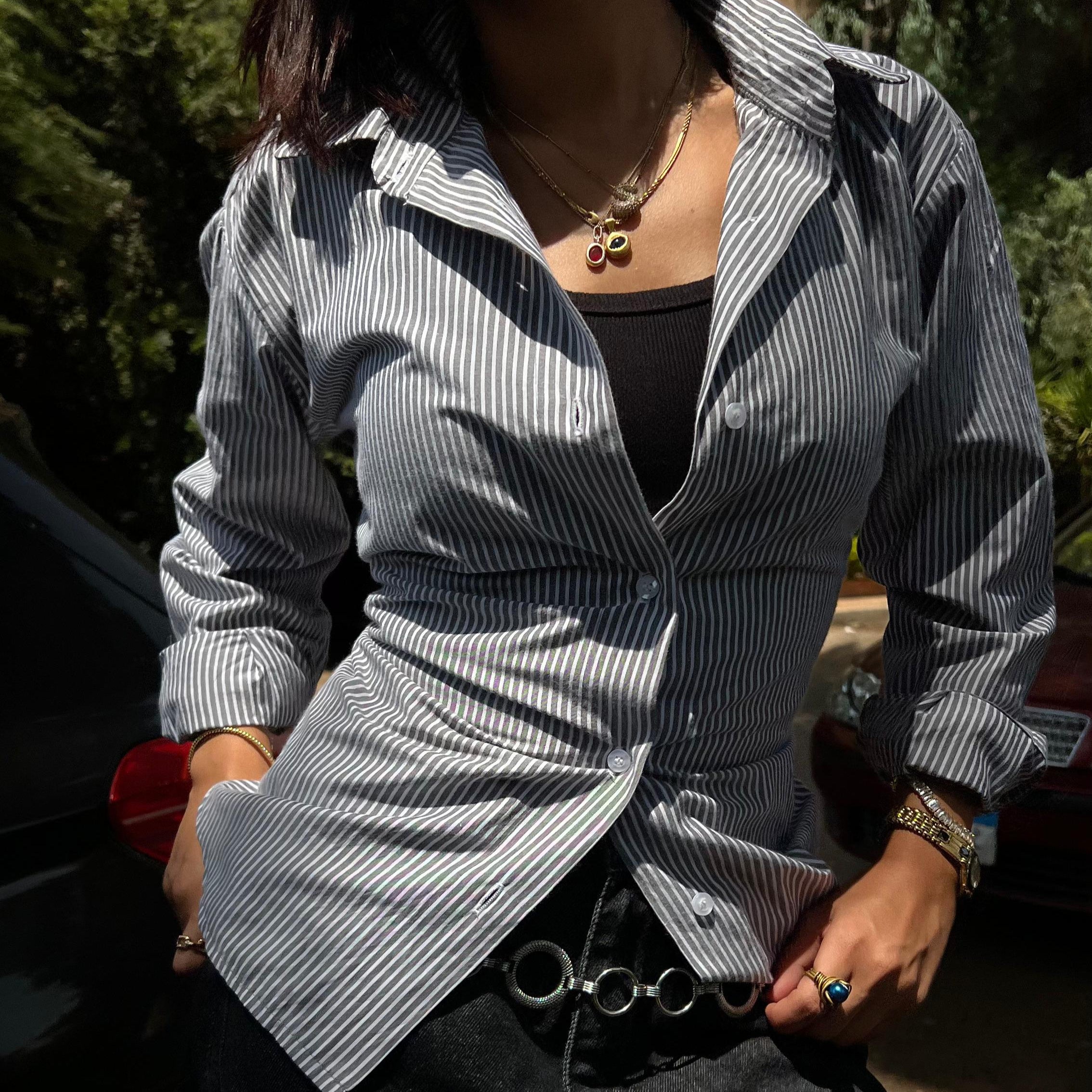 Gray Striped 3-in-1 chemise