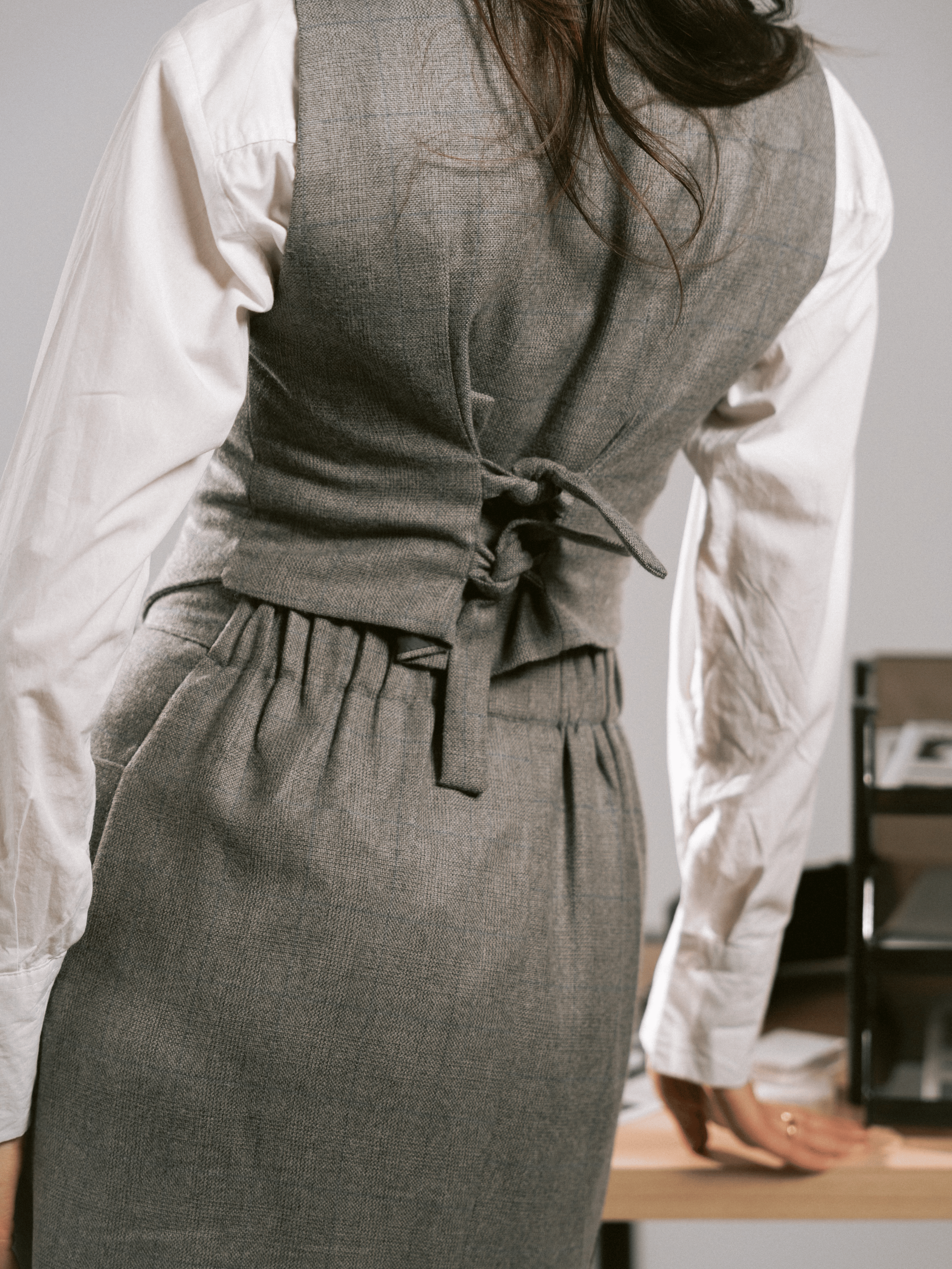 CLASSIC GREY VEST-SKIRT SET