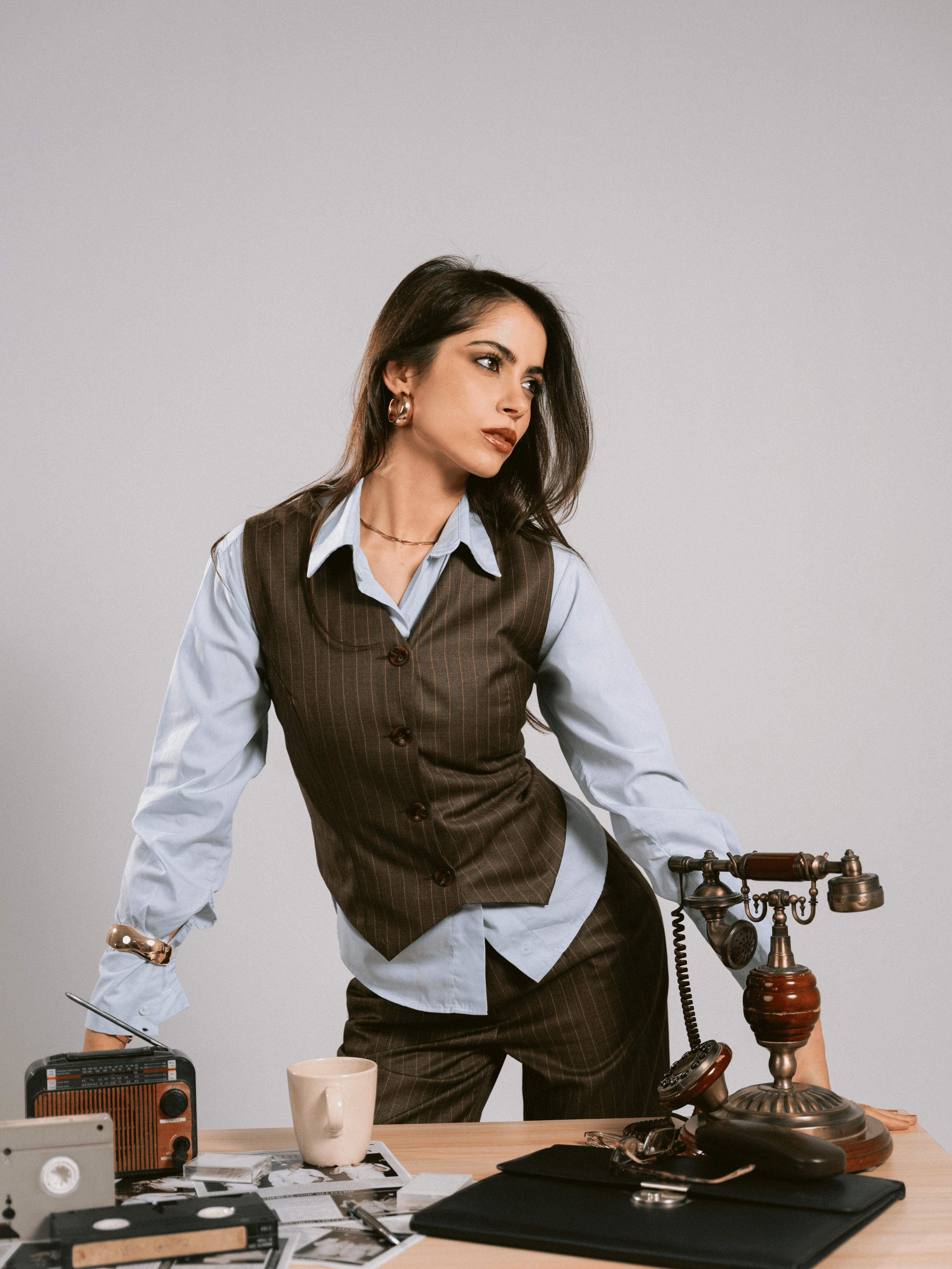 AMBER BROWN STRIPED VEST