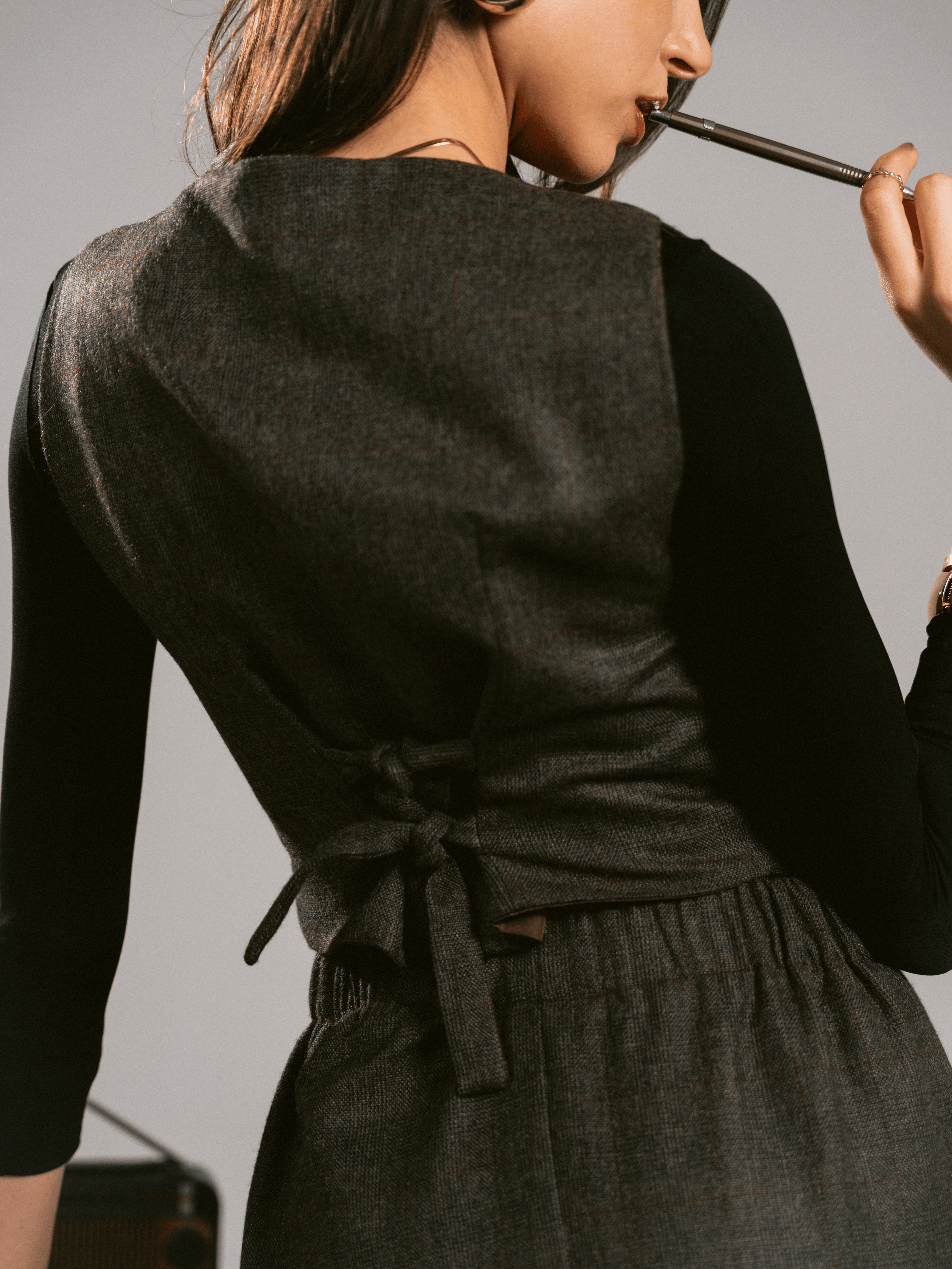 ESPRESSO BROWN VEST-SKIRT SET