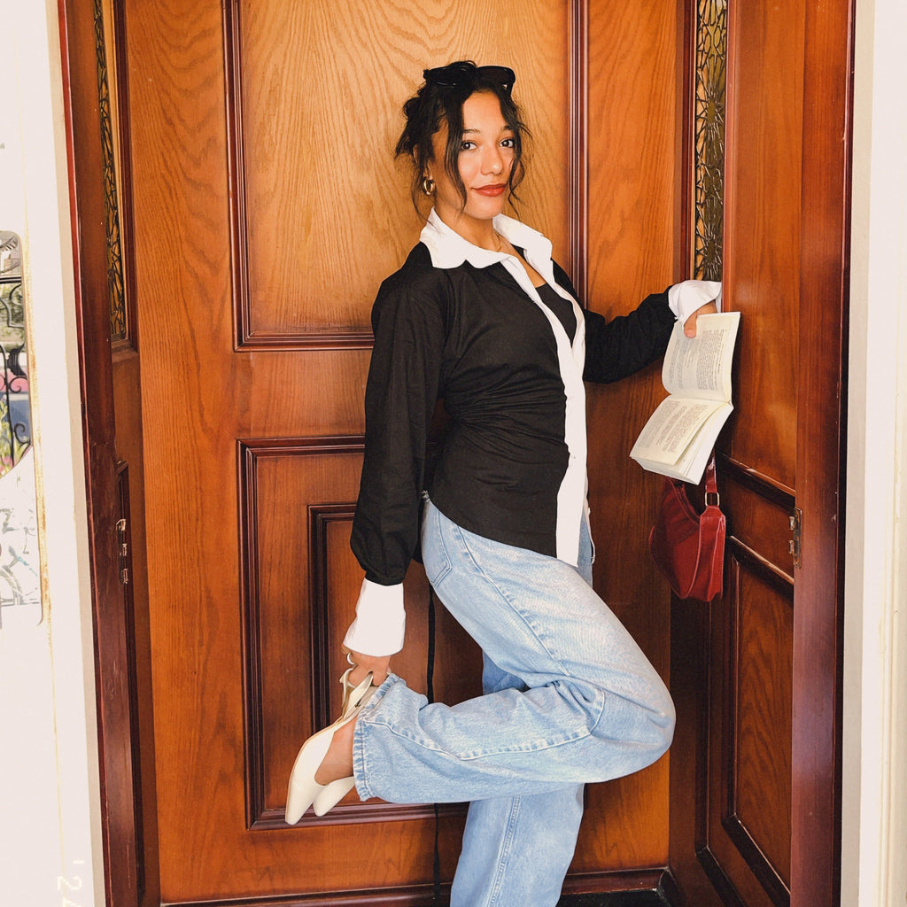 Black with white edges 3-in-1 chemise