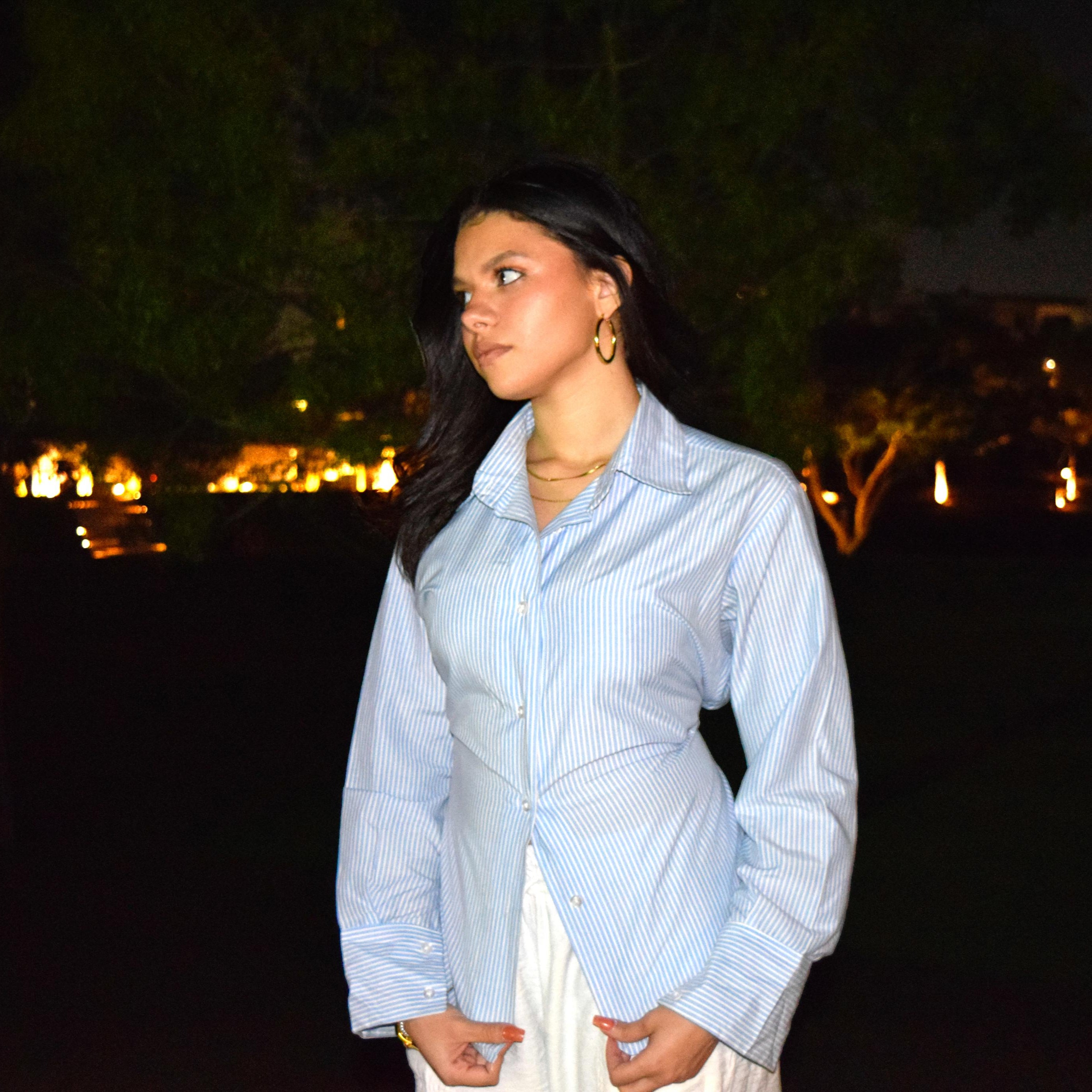 Light Blue Striped 3-in-1 chemise