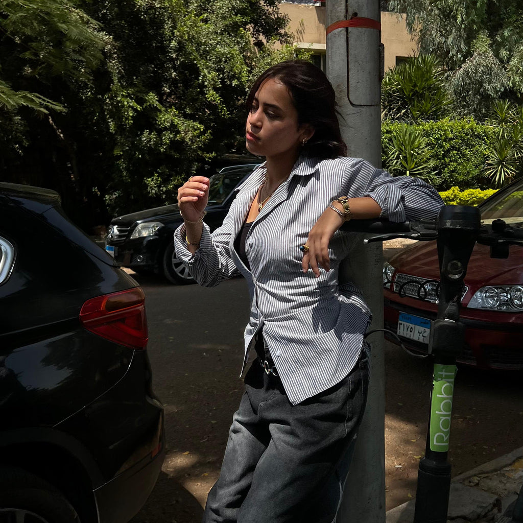 Gray Striped 3-in-1 chemise